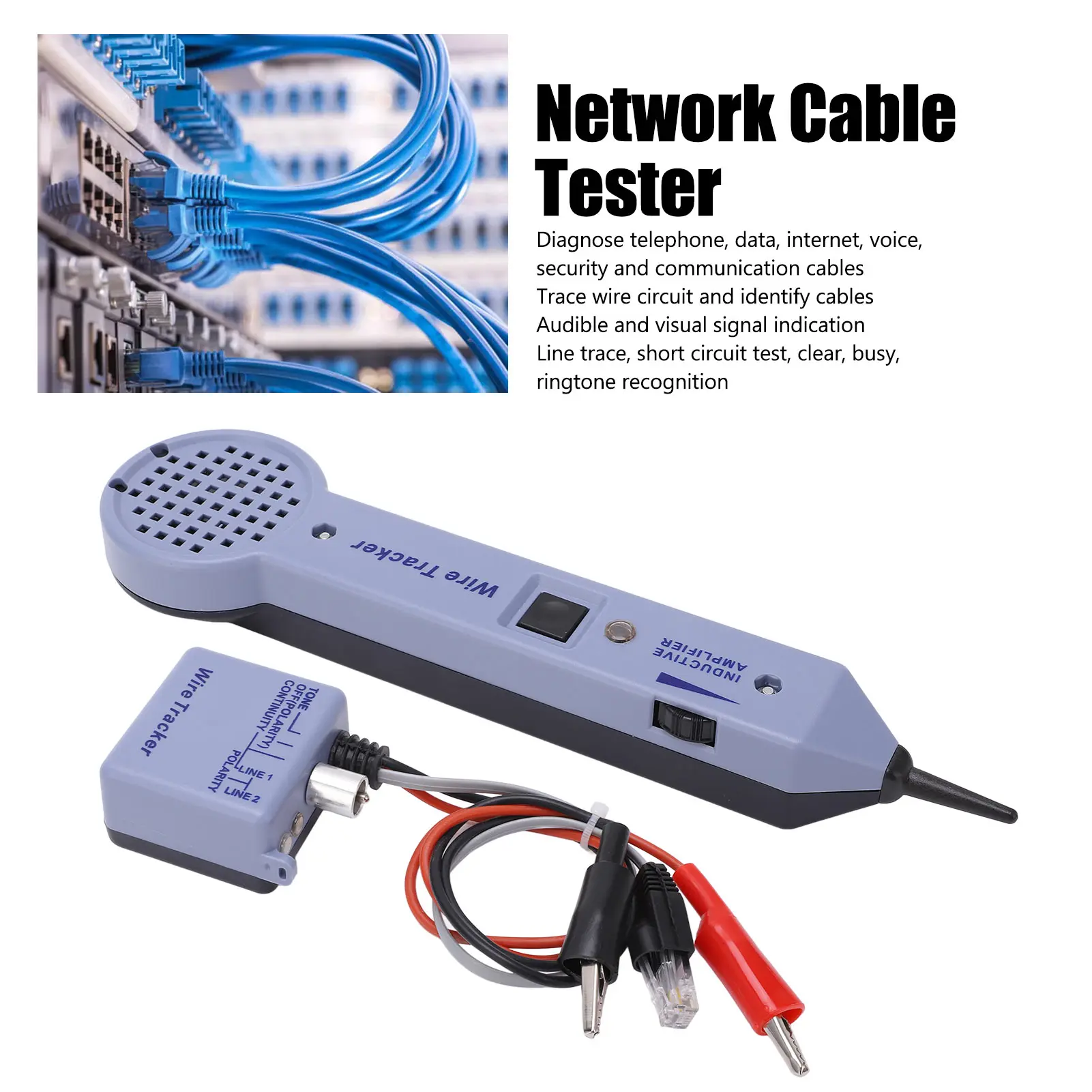 Tone Tracing Tester Network Cable Tracing Tester Kit Audio Adjustable Induction Amplifier Cable Toner Detector Wire Tracer Kit network cable tester