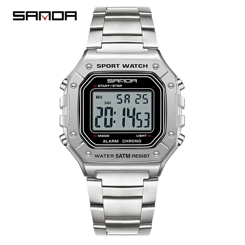 Digital Fashion Waterproof Watch with Date & Alarm