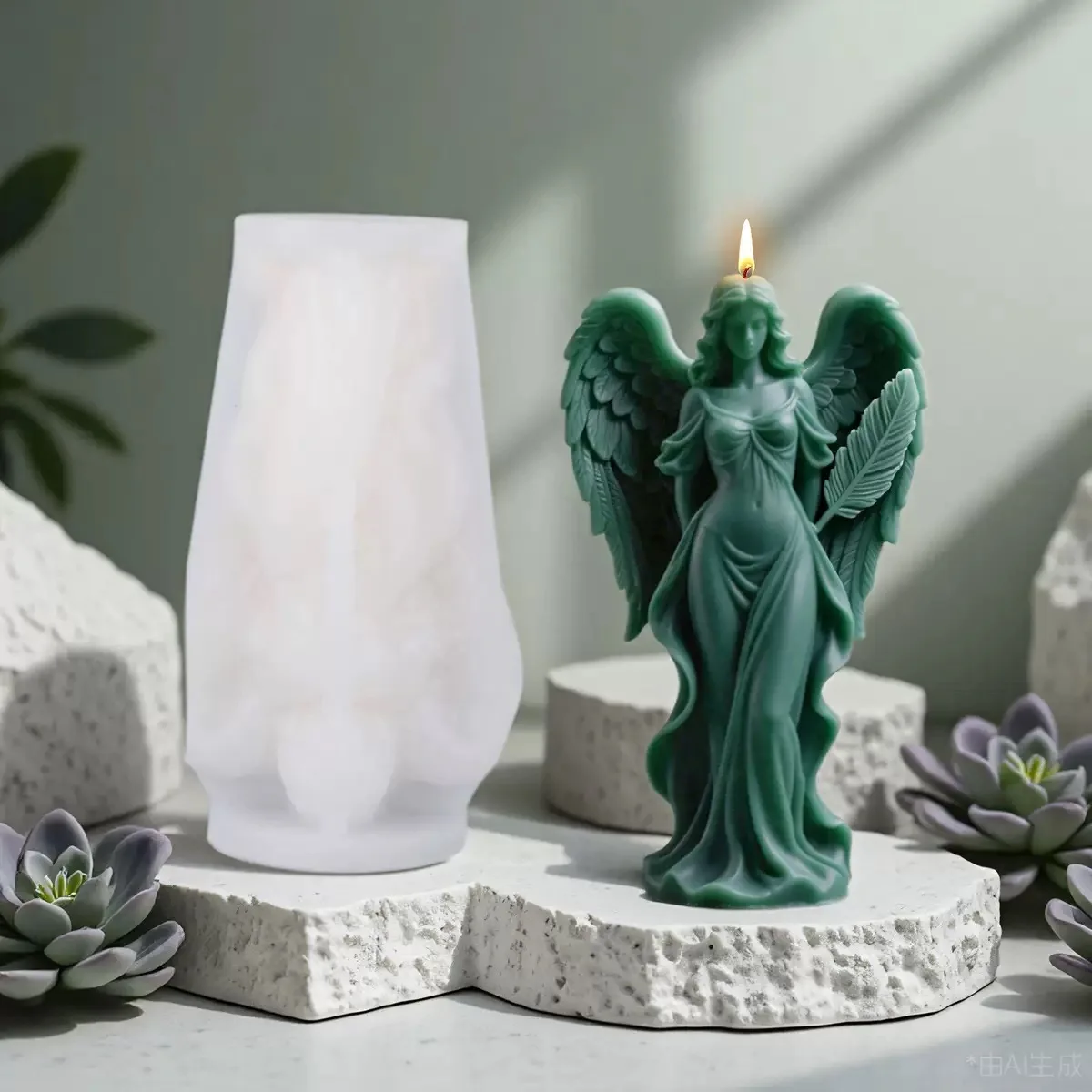 3D Fantasy Wings Goddess Aromatherapy Candle Silicone Mold DIY Soap Plaster Home Decoration Reusable