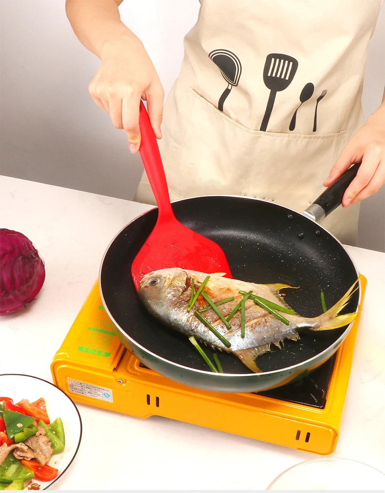 Description Picture 2 of itemSilicone Kitchen Ware Cooking Utensils Spatula Beef Meat Egg Kitchen Scraper Wide Pizza Cooking Tools Shovel Non-stick Spatula