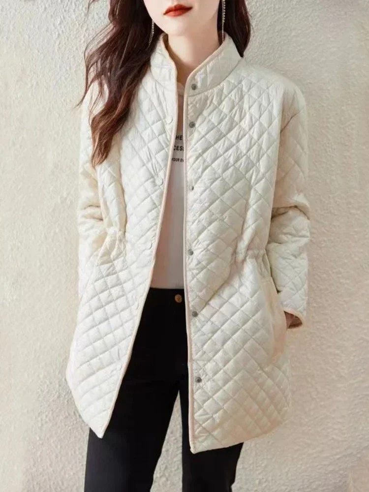 

Quilted Coat Parkas Autumn Winter Jacket Women Warm Coats Korean Fashion Elegance Waist in Ladies Jackets Cotton-padded Clothes