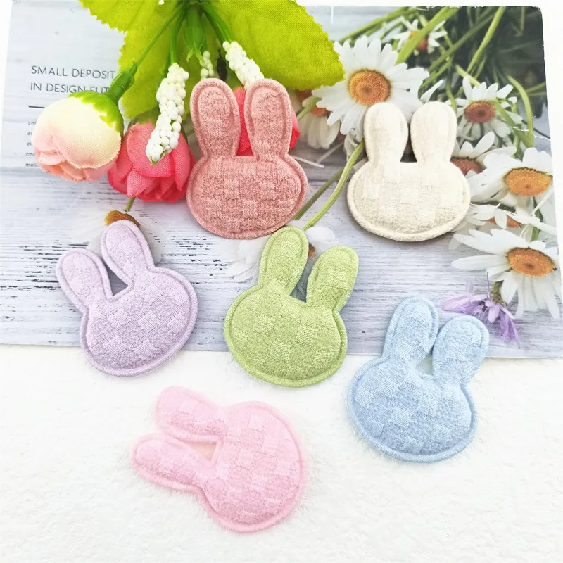 

60Pcs 3.3x4CM Rabbit Head Applique for Handmade Hat Crafts Clothes Sewing Patches DIY Headwear Clips Bow Decor Accessories