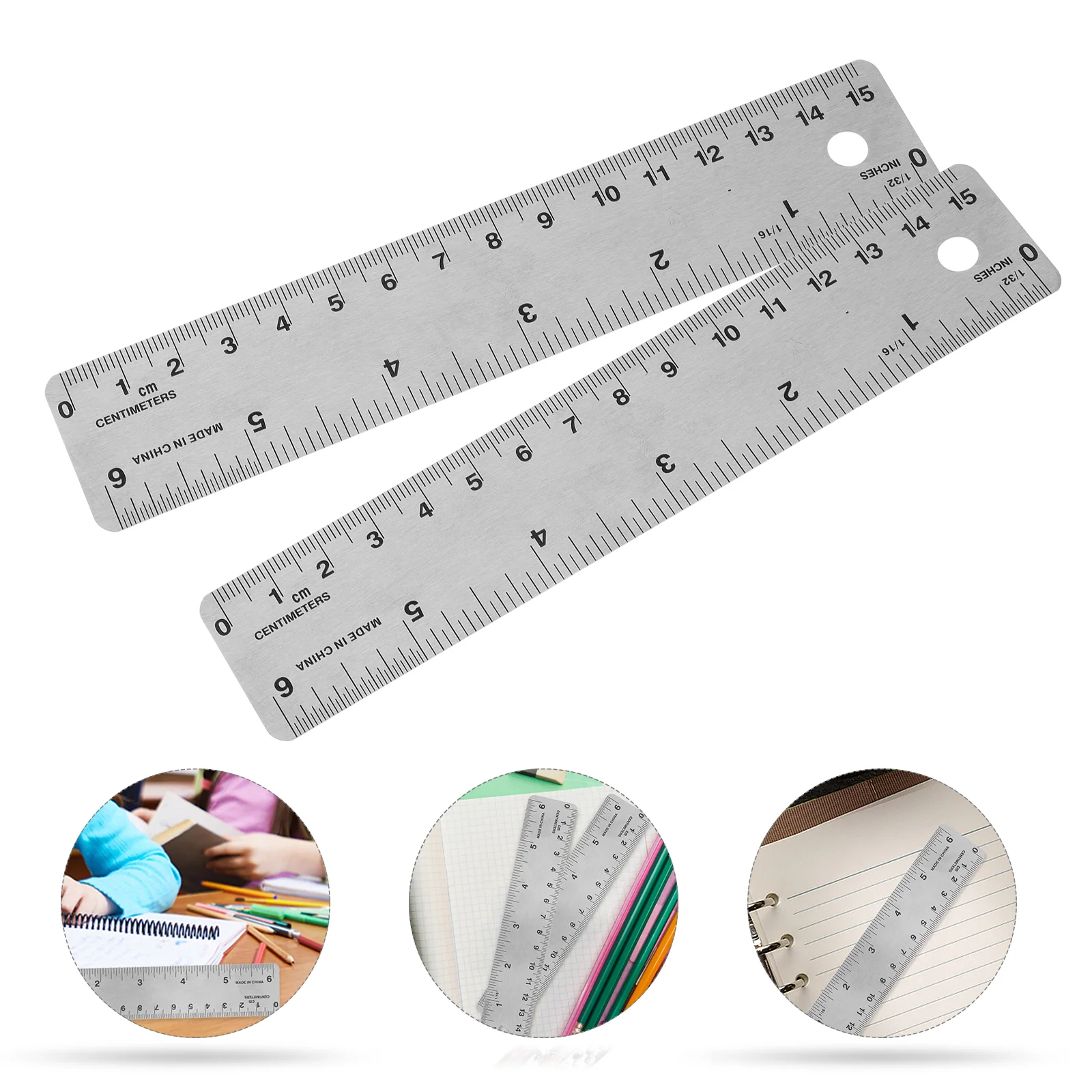 2pcs Stainless Steel Rulers Non-Skid Backing 18 24 Metric Metal