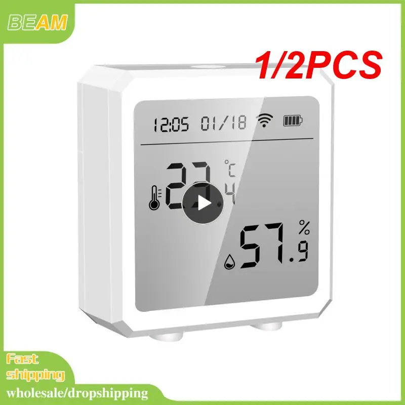 

1/2PCS Tuya Wifi Temperature and Humidity Sensor Wireless Smart Thermometer Hygrometer Detector Works with Alexa Home