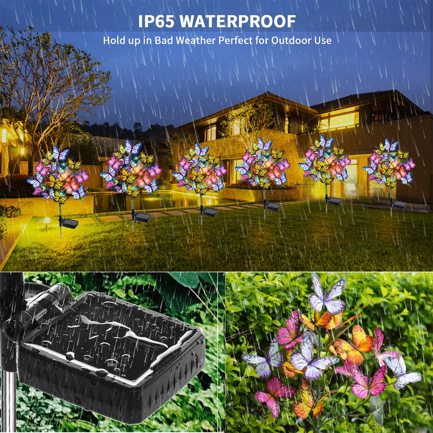 LED Solar Butterfly Solar Lights Outdoor Landscape Lights IP65 Waterproof for Yard Lawn Garden Walkway Decorative Path Lighting 4