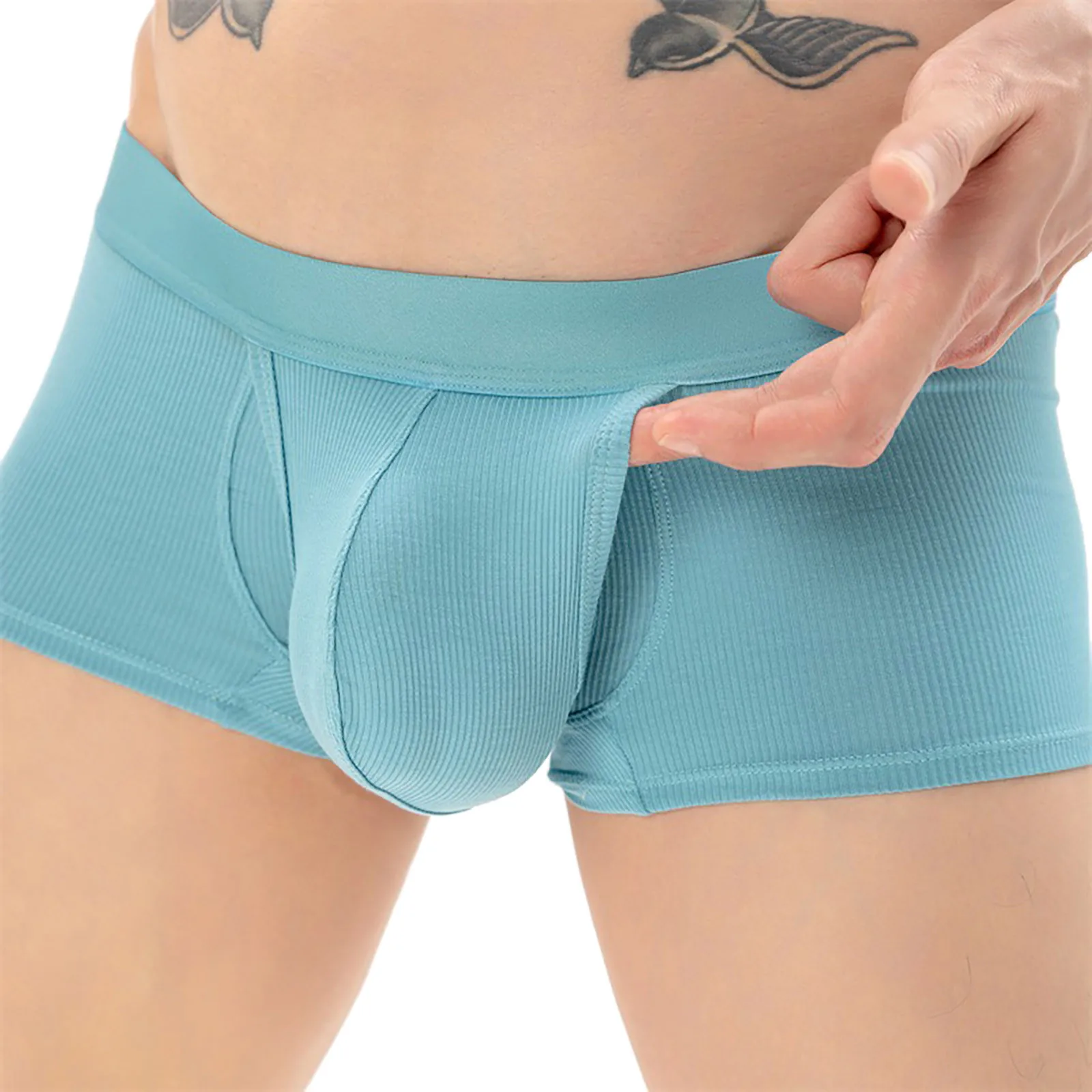 

Men Underwear Soft Boxers Mid Waist Boxer Shorts Mens Solid Color Breathable Sexy Cueca Separate Bulge Penis Pouch Underpants