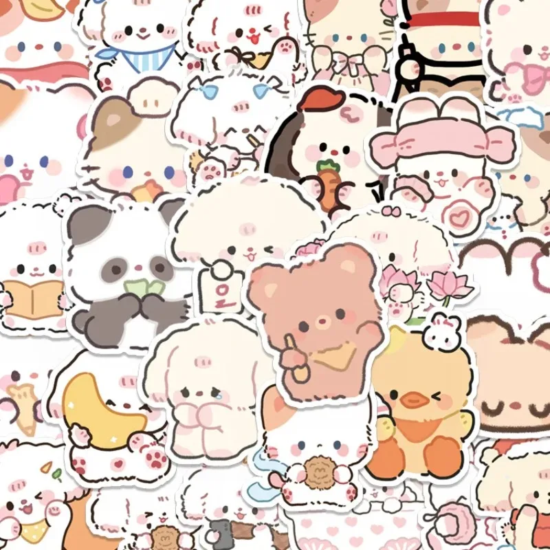 100PCS 귀여운 장난기 가득한 곰 동물 스티커 스크랩북 스틱 라벨 일기 저널 편지지 앨범 스티커 데칼 DIY 어린이 장난감