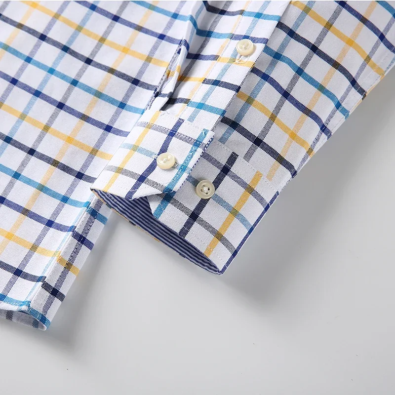 100% Puur Katoen Oxford Shirts Voor Mannen Lange Mouw Plaid Shirt Gestreepte Mannelijke Businesstartan Rood Shirt Mans Designer Kleding