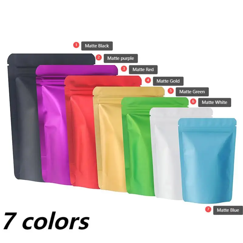 matte color anti-odor can stand up zipper self-sealing bags tea coffee bean storage storage seal Mylar bags 50pcs mylar bags packaging bags food storage bags self sealing bags stand up bags plastic ziplock bags