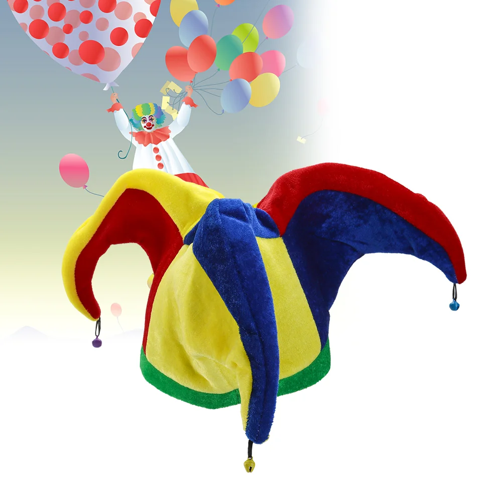 Nieuwe collectie de middeleeuwen nar cosplay hoed middeleeuwse clown cape klokken volwassen joker halloween carnaval feesthoed  200000532