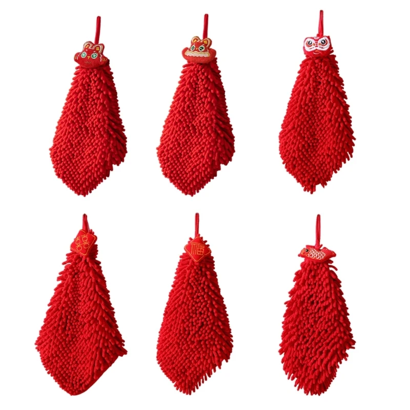 

Red Hands Towel Red Wipe Cloth Chenille Cleaning Cloths Absorbent Eco-Friendly Chenille Material Home Bathroom Accessory M76D