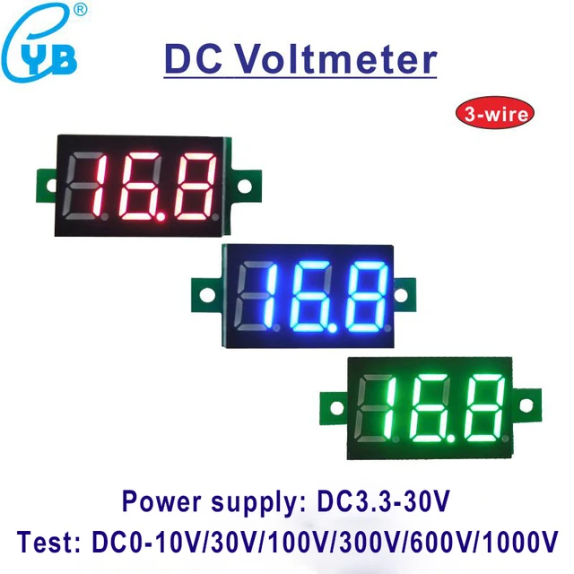 YB20 DC 0-100V 300V 600V LED Digital Voltmeter Spannung Meter Volt  Instrument Werkzeug 3-draht