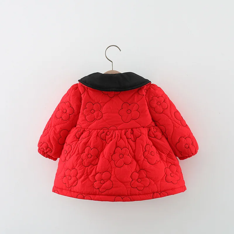 Winter girl flower doll collar cotton jacket Korean version full of flower embroidery single breasted cotton jacket