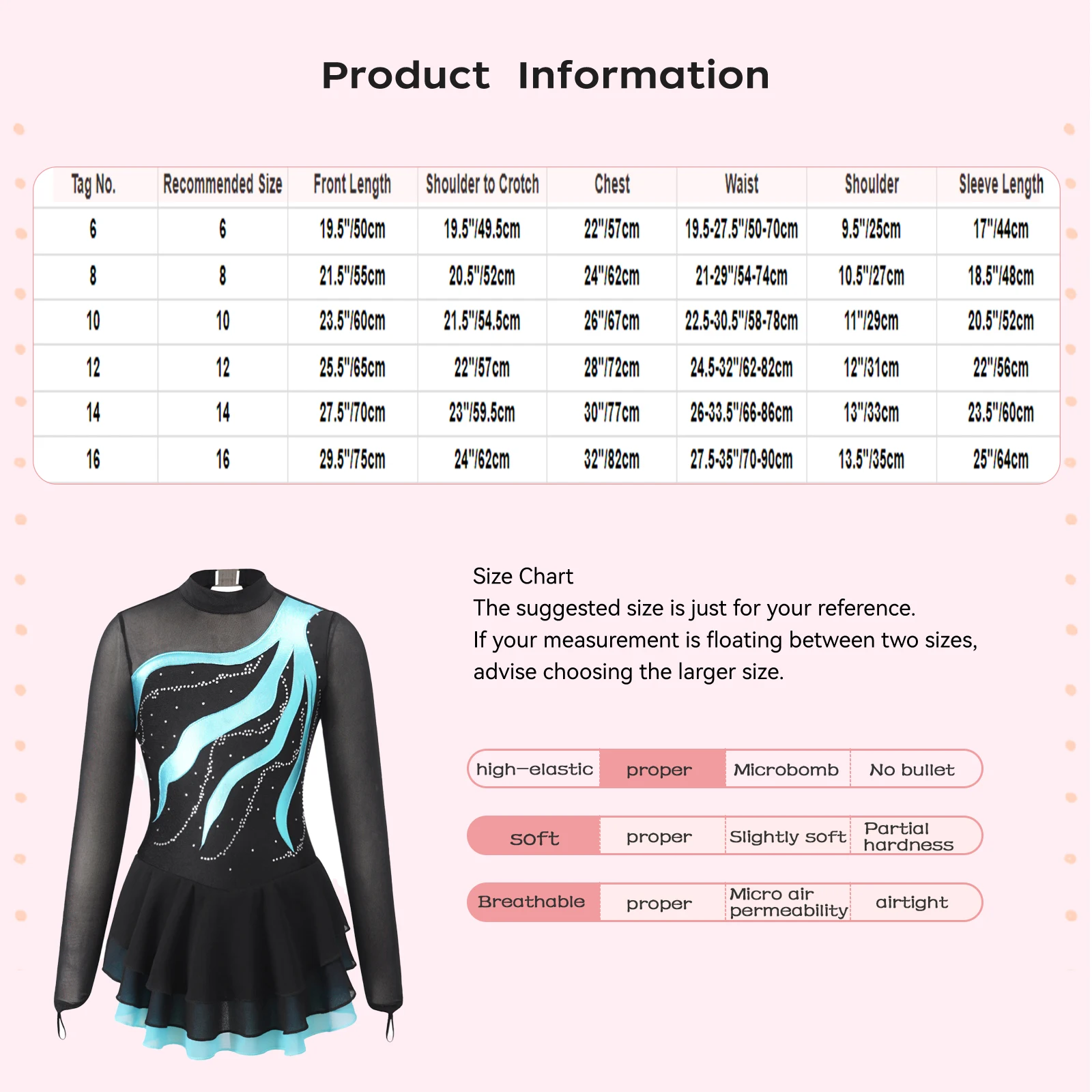 Kids Girls Figure Ice Skating Dress Long Sleeve Floral Sequin Tutu Ballet Dress Gymnastics Leotards Stage Performance Costume