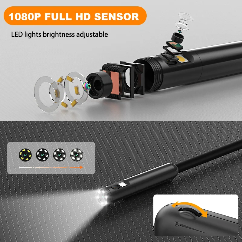 WIFI Endoscope HD1080P Single Dual Triple Lens Wireless Pipe Inspection Borescope Camera Car Checking Waterproof LEDs 2600mAh 3