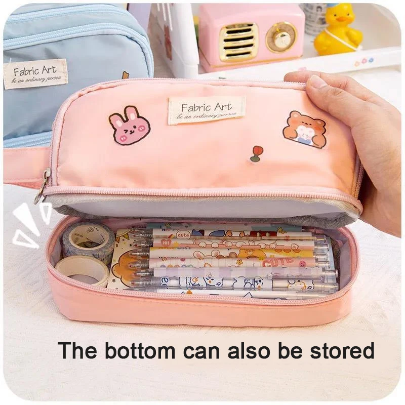 Korea Cute Pencil Cases for Girls Pencilcase Waterproof Canvas School Makeup Bag Pencil Pouch Pen BoxPapeleria Kawaii Stationery