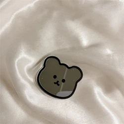 Elegant Love Heart Makeup Mirror Phone Grip and Stand Holder (PT023 - Black Bear)