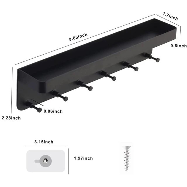 Falra Szerelt Fém A Kulcstartóhoz, Polckal 6 Hooks Tároló Állvány Tálca Ruhák Fogas Szervezője Otthoni Irodai Konyha Bejáratához - Image 6