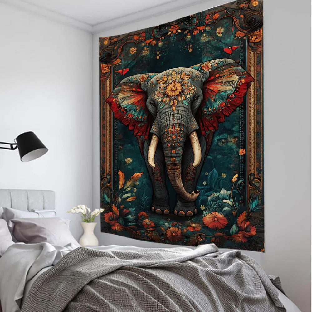 Home decoration tapestry animal forest flowers birds elephants tigers leopards dormitory bedroom art decoration wall hanging