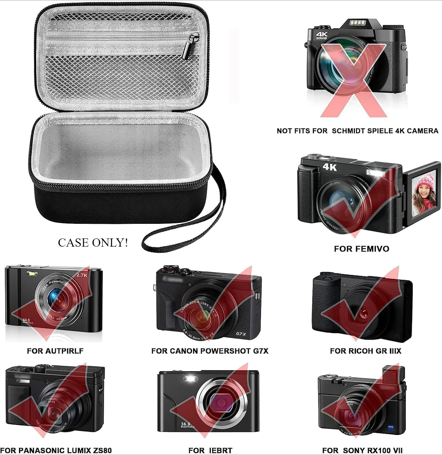 Digital Camera Case Compatible 4K Vlogging Box for TEBNGIHNM Duluvulu Oiadek zheozeig Zostuic Toiauaha