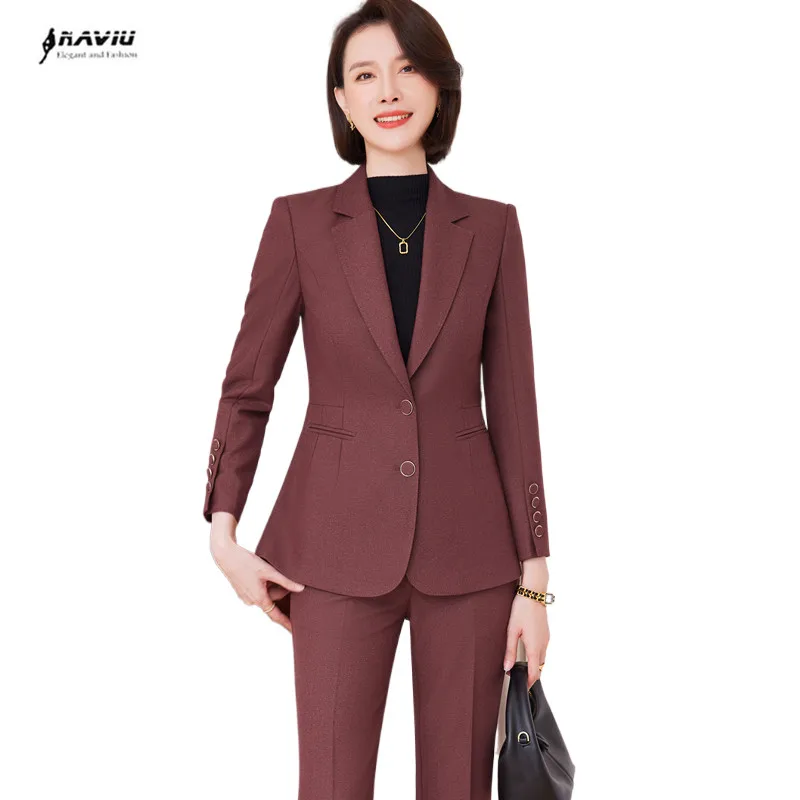 

NAVIU High End Suits Women 2023 New Autumn Casual Fashion Temperament Buiness Slim Blazer And Pants Sets Office Lady Work Wear