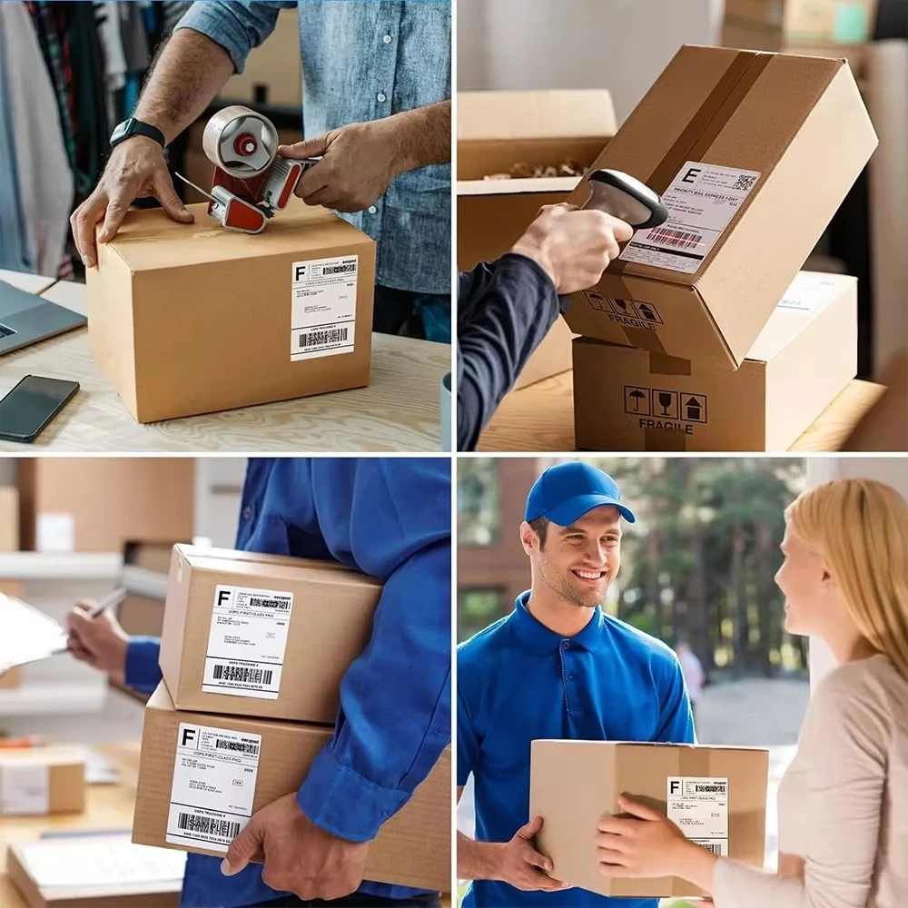 4x6인치 열전사 배송 라벨 프린터용 배송 라벨 100/500개, 100x150mm 비즈니스용 열전사 라벨 용지, 택배 운송장