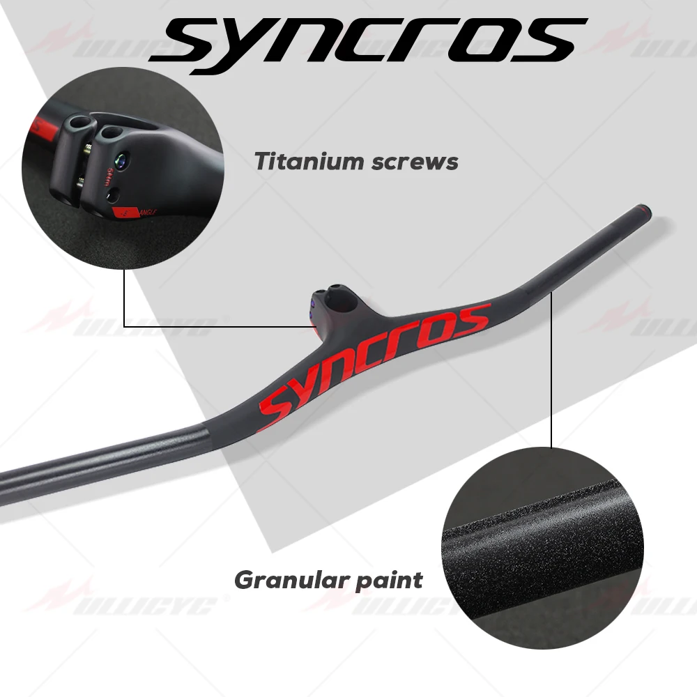 Bicycle Handlebar SYNCROS Carbon Fiber Mountain Integrated MTB Handlebar FRASER IC SL-8-17-25 Three Specifications Titanium Screws