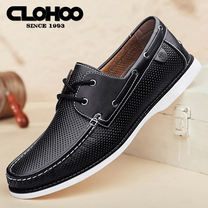 Hand-stitched comfortable and breathable lace-up Loafers fashion sailing shoes For men