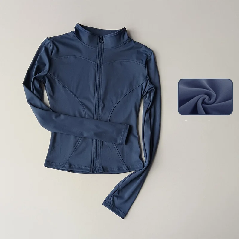 Outdoor Sports Long Sleeved Women Slim Yoga Clothes Zipper Cardigan Stand Up Collar Jacket Running Fitness Jacket Top sports jacket,yoga jacket
