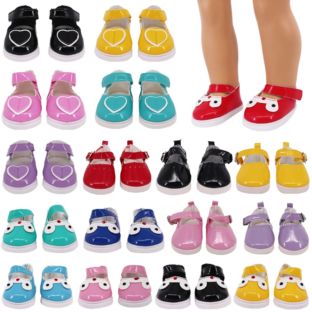 

7CM Fashion Shoes Doll Shoes Cute Outdoor Glossy Shoes For 18Inch American Doll&43Cm Reborn Doll, Our Generation Toy,Girl's Gift