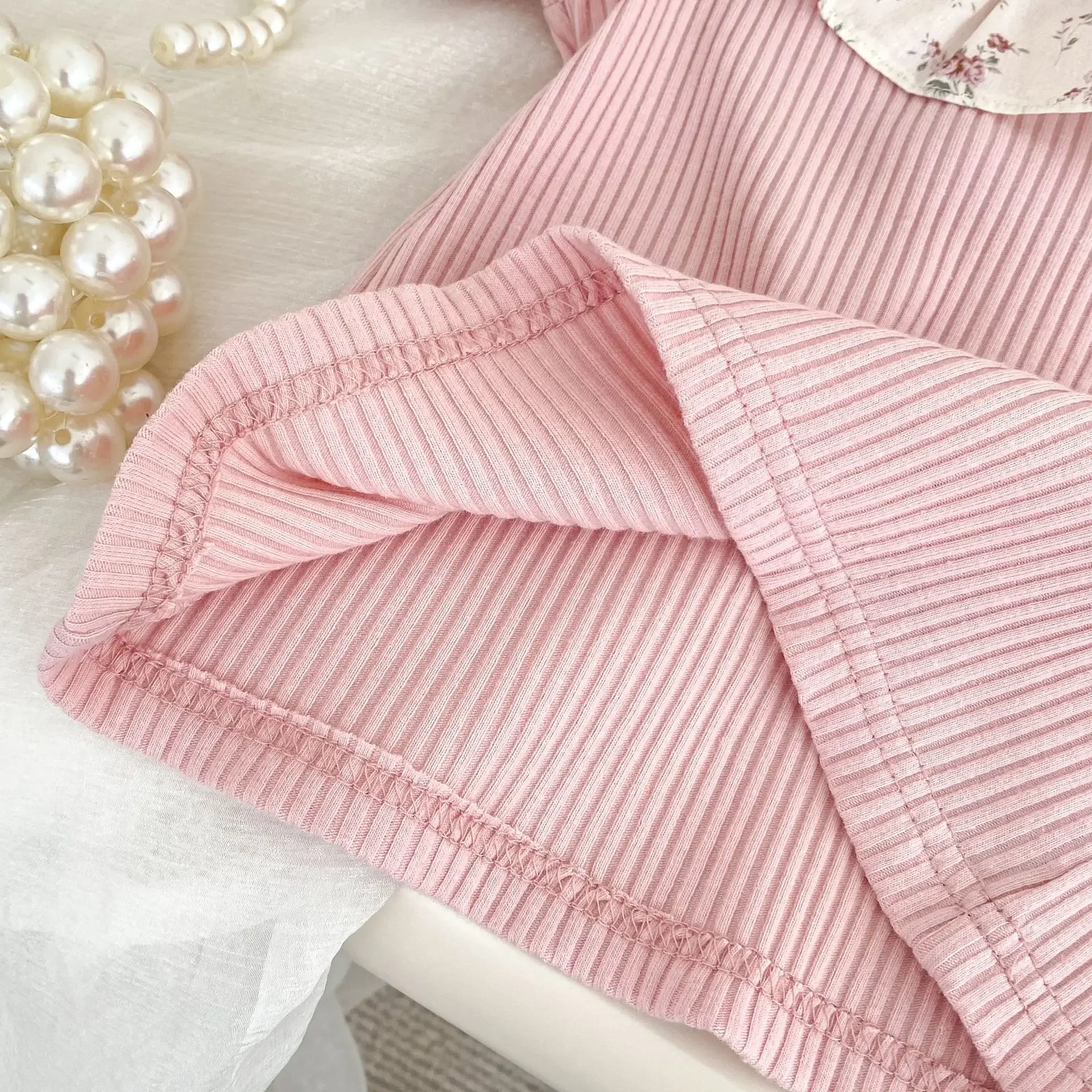 Cotton Baby Girl Summer Set Ruffled Collar Sleeveless Top Bloomers