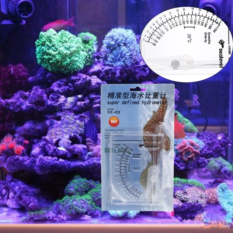 D0AD Plastic Hydrometer for Aquarium Accurate Salinity Tester Specific Test for Fish Tank Pond Water Easy to Read