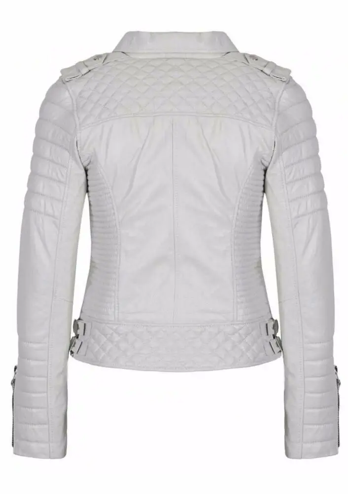 Women Leather Jacket Stylish Quilted Motorcycle Biker Jacket for Women Real Leather Coat