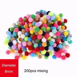 Mixed Size Fluffy Soft Pom Poms for DIY Crafts and Home Decor (8mm 200pcs Mixed)