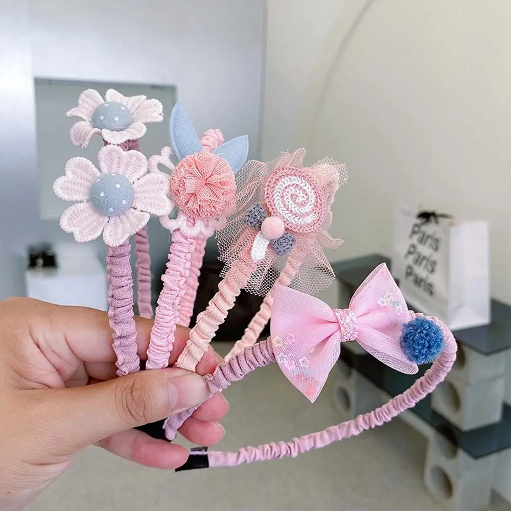 

Lovely Kids Gift Girls Scrunchie Korean style Tiara Bowknot Hair hoop Children Headdress Handmade Headwear Flower Hair Bands