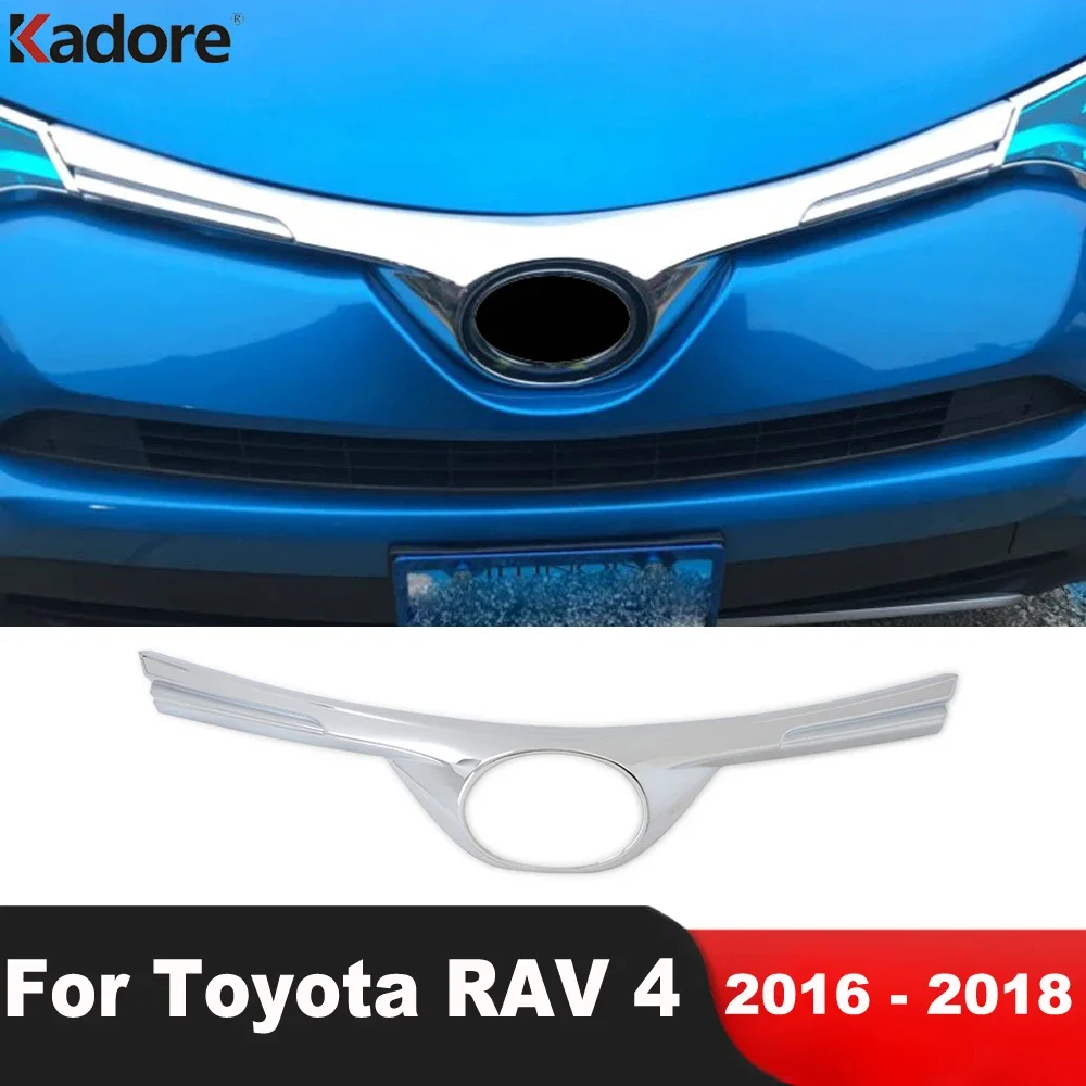 

Front Hood Engine Cover Trim For Toyota RAV4 RAV 4 2016 2017 2018 Chrome Car Front Upper Grille Grill Lip Strip Accessories