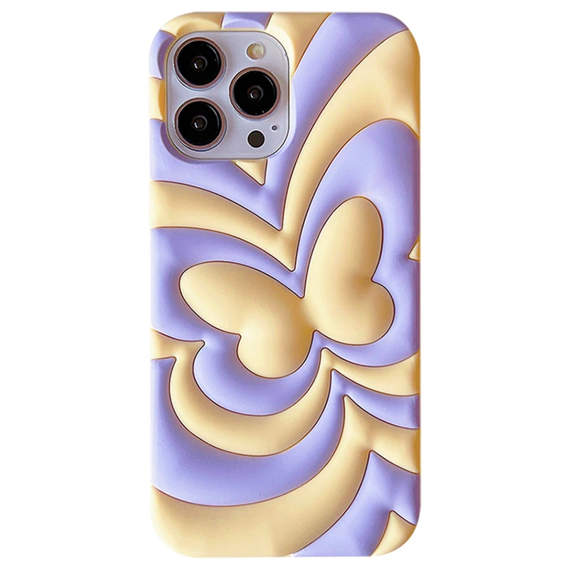 LUVI IPhone 15 Pro Max Case With 3D Hollow Butterfly Design - Gradient Glossy Protection Cover