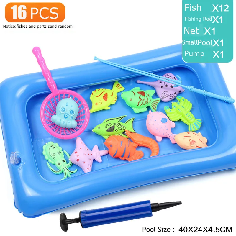 2023 New Fishing Toy Set With Inflatable Pool Water Playing Magnetic Fishing  Rod Children's Summer Play Water At Home 3D Fishes - AliExpress