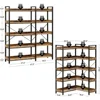 Bookshelf 5 Tier with 4 Hooks Reversible Corner Bookshelf 65" Industrial Wooden Bookcase 3