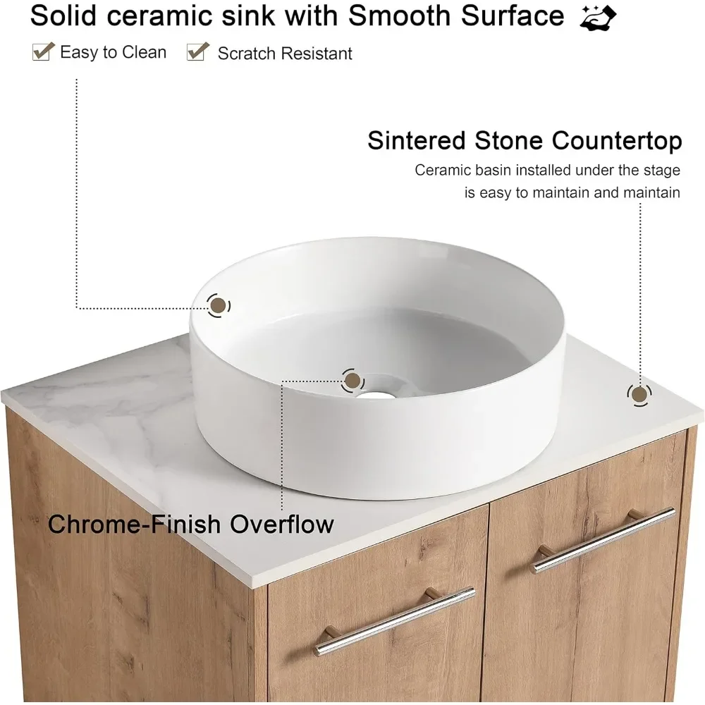 24" Floating Bathroom Vanity with Sink,24 Inch Single Sink Wall Mounted Bathroom Vanity,2 Doors and White Ceramic Basin Sink Top 3