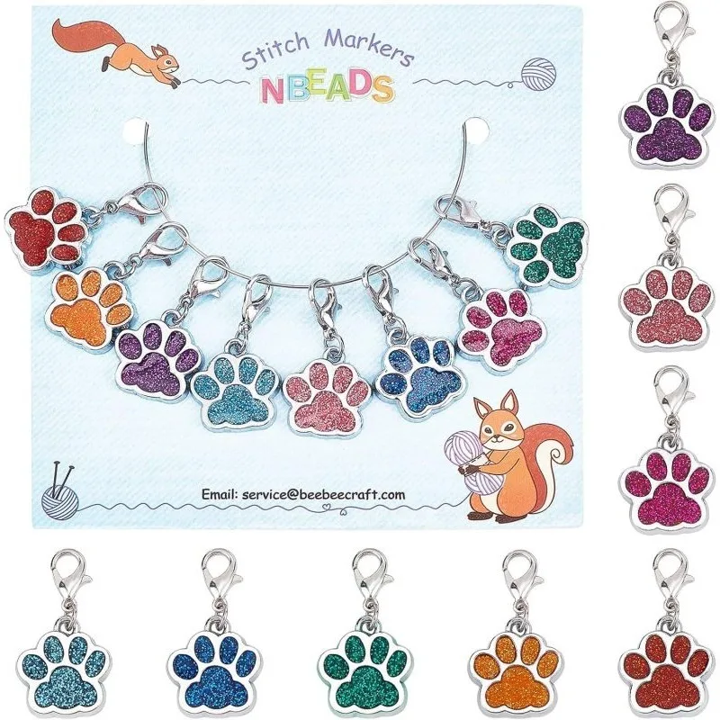 Crochet Stitch Markers Dog Paw Stitch Markers 8 Pcs