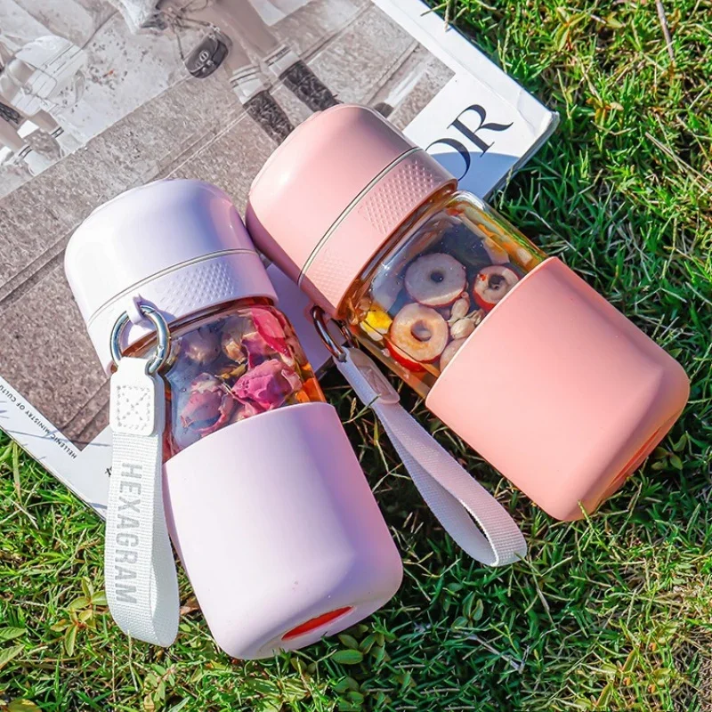 Glass Water Bottle Heat Resisting Leak Proof Portable Cup