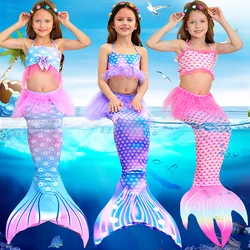 Anime Kids Swimming Mermaid Tail with Garland Cosplay Children Christmas Girls Gift Fantasy Swimsuit No Fin