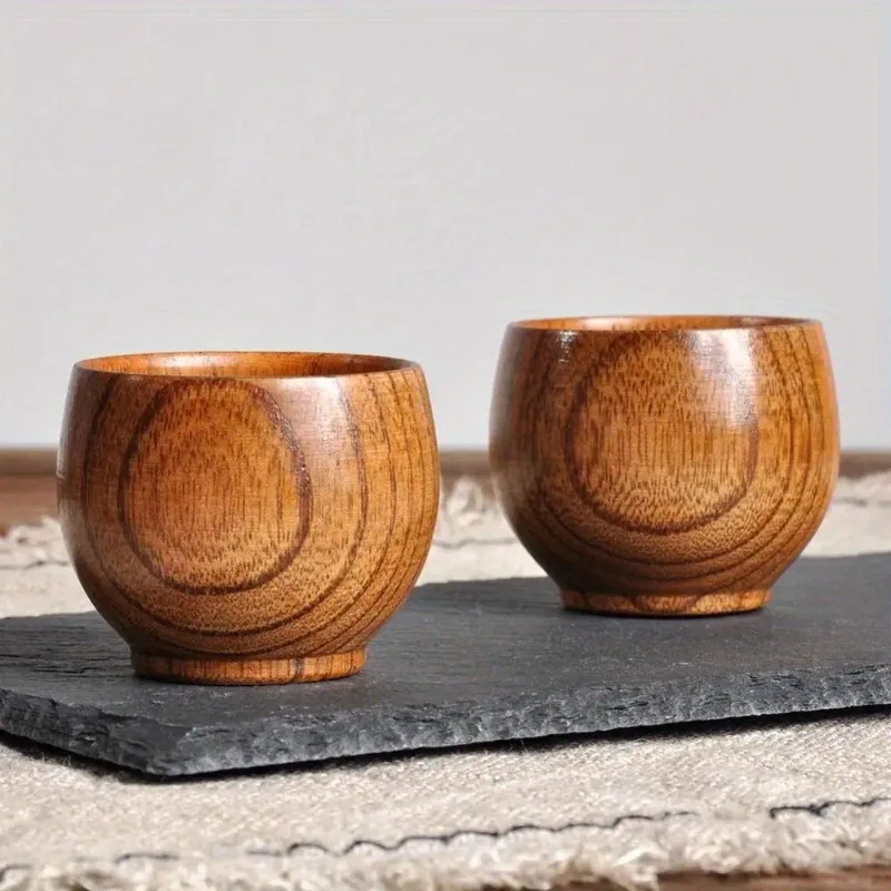 1pc Classic Mini Tea Cup Environmental Protection Solid Wood Cup Small Wood Texture Retro Tea