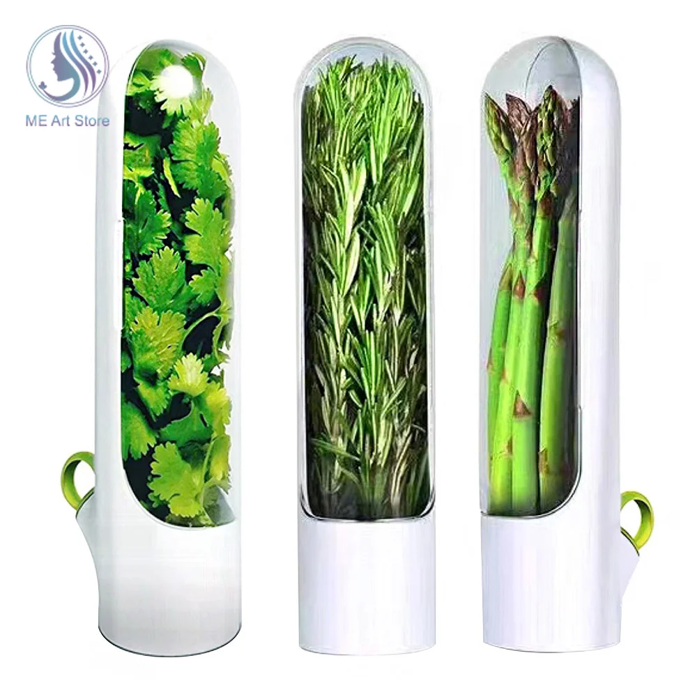 Herb Storage Capsule Case Fresh-Keeping Box Cup Type Food Storage Container Vegetable Preservation Bottle Kitchen Accessories