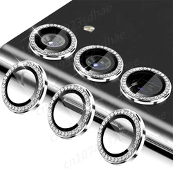 Diamond 9H Tempered Glass Camera Lens Protector with Alloy Ring Cover - Samsung A15 5G (Silver)
