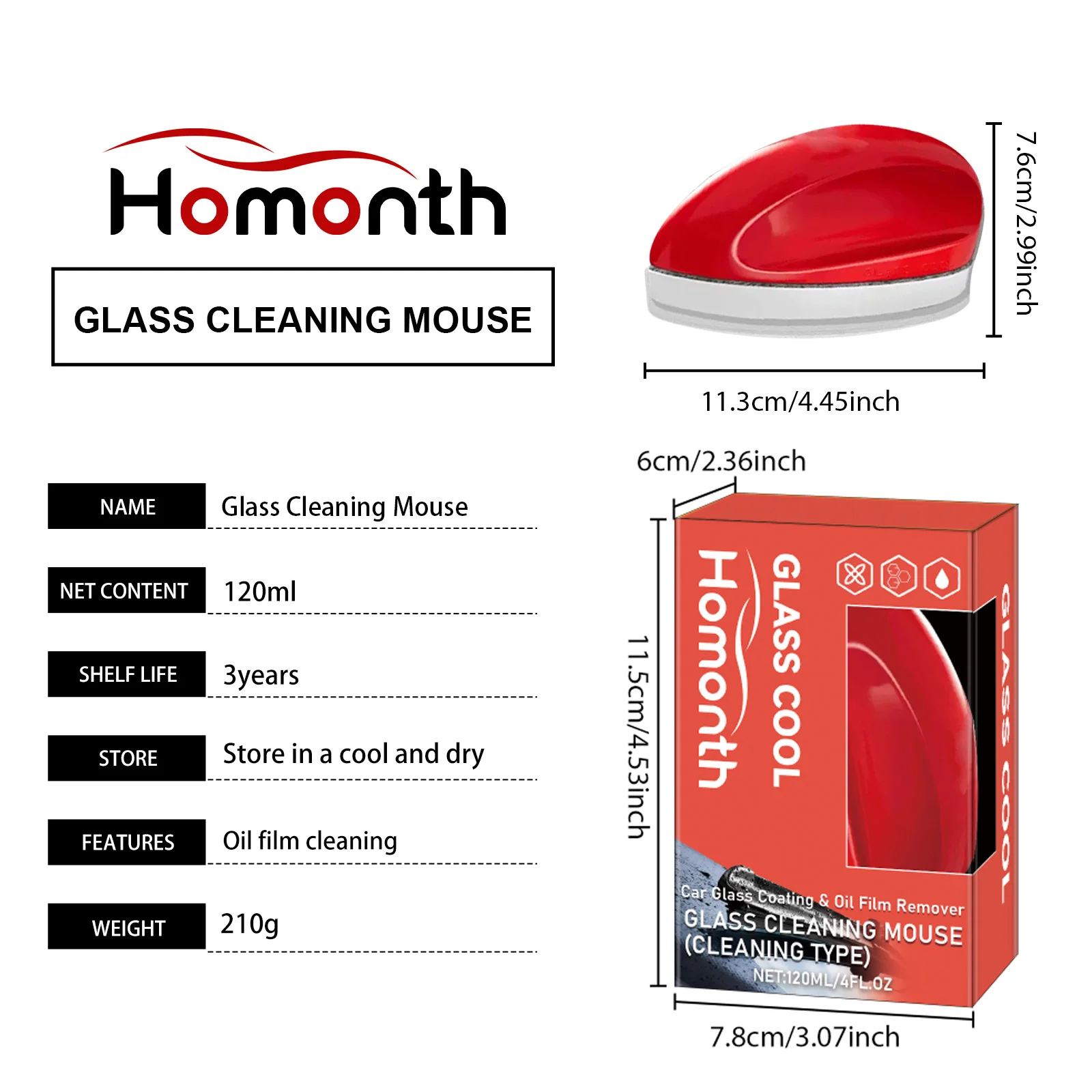 Powerful Windshield Cleaner Oil Film Remover, Car Glass Cleaner for Home & Auto, Water Spot Remover, Ideal for Office Home
