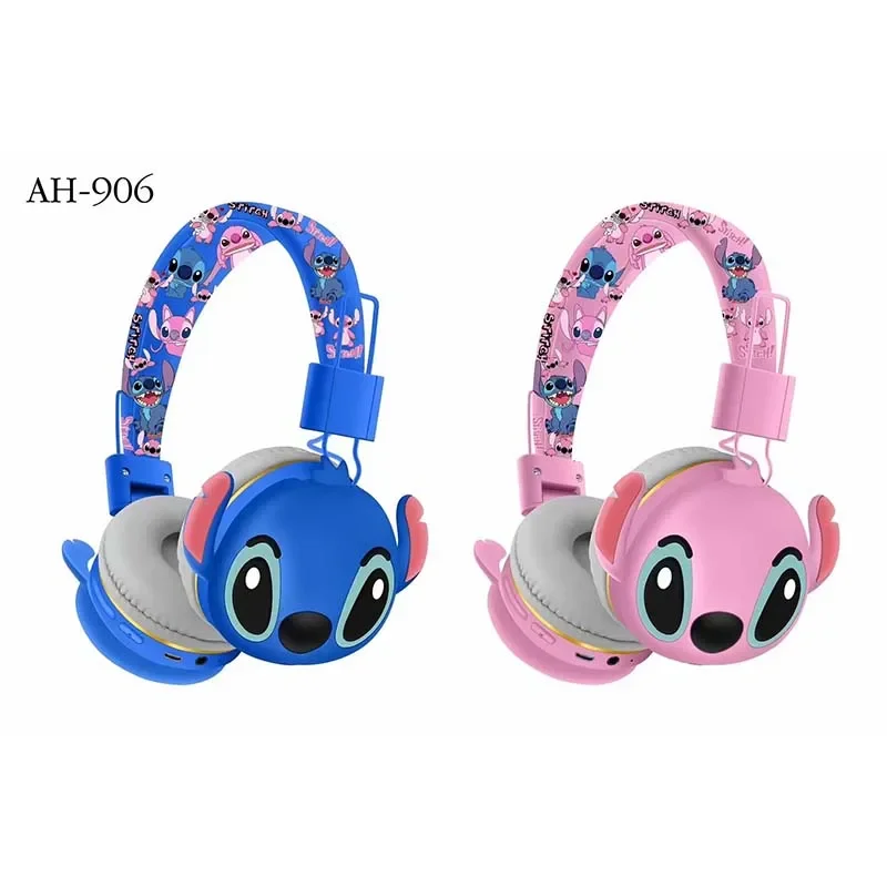 AH-906 Stitch Bluetooth Headphones AH-906 Cute Wireless Earbuds HIFI Sound Foldable Headsets with Mic Anime Cartoon Kids Gifts 5