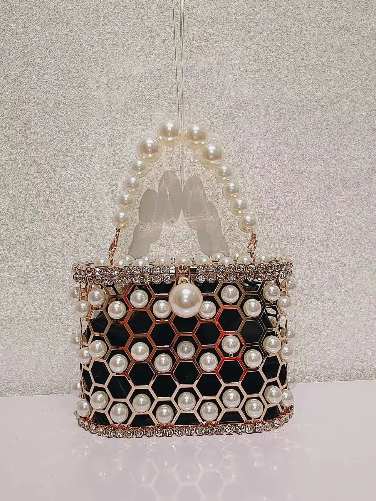 

Роскошная ажурная металлическая клетка, женская сумочка с жемчугом и бисером, блестящая женская свадебная Сумка-клатч со стразами, сумка через плечо