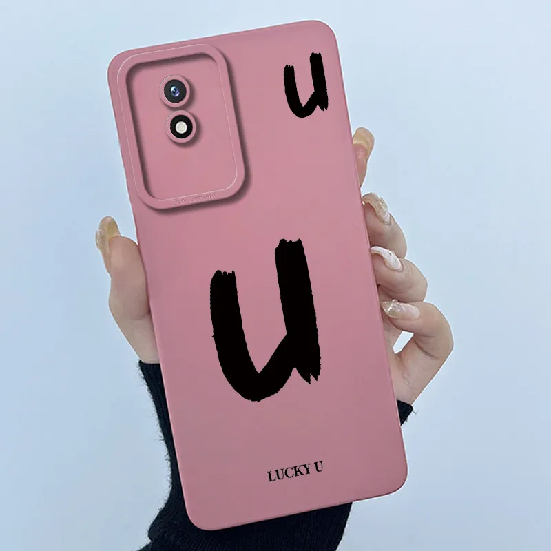 Lucky Initial Letter Silicone Soft Phone Case - Stylish Protective Bumper Cover